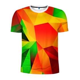 Мужская футболка 3D спортивная с принтом Mirror abstract в Ухте, 100% полиэстер с улучшенными характеристиками | приталенный силуэт, круглая горловина, широкие плечи, сужается к линии бедра | abstraction | абстракция | геометрия | грани | полигоны | сочетания | текстура    | треугольники