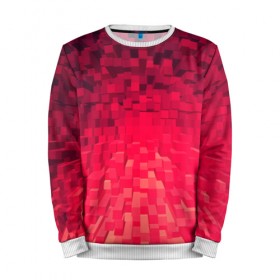 Мужской свитшот 3D с принтом Красные кубики в Ухте, 100% полиэстер с мягким внутренним слоем | круглый вырез горловины, мягкая резинка на манжетах и поясе, свободная посадка по фигуре | абстракция | кубики | фигуры