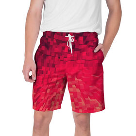 Мужские шорты 3D с принтом Красные кубики в Ухте,  полиэстер 100% | прямой крой, два кармана без застежек по бокам. Мягкая трикотажная резинка на поясе, внутри которой широкие завязки. Длина чуть выше колен | абстракция | кубики | фигуры