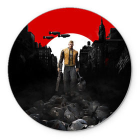 Коврик круглый Wolfenstein 2: The New Colossu: в Ухте, резина и полиэстер | круглая форма, изображение наносится на всю лицевую часть | wolfenstein | война | вольфенштайн