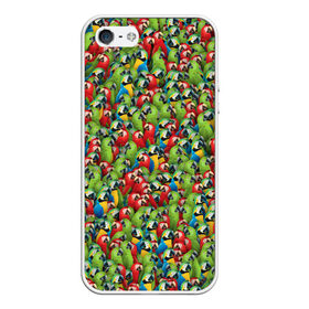 Чехол для iPhone 5/5S матовый с принтом Попугаи в Ухте, Силикон | Область печати: задняя сторона чехла, без боковых панелей | Тематика изображения на принте: ара | животные | паттрен | попугай | птицы | птички | текстура | тропики