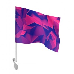 Флаг для автомобиля с принтом Violet polygon в Ухте, 100% полиэстер | Размер: 30*21 см | 3d | abstraction | абстракция | геометрия | грани | линии | полигоны | розовый | сочетания | текстура | треугольники | фиолетовый
