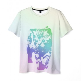 Мужская футболка 3D отпечток котенка: в Ухте, 100% полиэфир | прямой крой, круглый вырез горловины, длина до линии бедер | кокот | кот | котенок | котик | кошка | тиснение