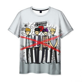 Мужская футболка 3D с принтом 5 Seconds of Summer в Ухте, 100% полиэфир | прямой крой, круглый вырез горловины, длина до линии бедер | Тематика изображения на принте: 