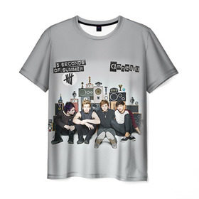 Мужская футболка 3D с принтом 5 Seconds of Summer в Ухте, 100% полиэфир | прямой крой, круглый вырез горловины, длина до линии бедер | Тематика изображения на принте: 5 seconds of summer | 5 sos | 5 секунд лета | 5sos