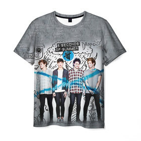 Мужская футболка 3D с принтом 5 Seconds of Summer в Ухте, 100% полиэфир | прямой крой, круглый вырез горловины, длина до линии бедер | Тематика изображения на принте: 5 seconds of summer | 5 sos | 5 секунд лета | 5sos