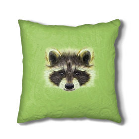 Подушка 3D с принтом Енот в Ухте, наволочка – 100% полиэстер, наполнитель – холлофайбер (легкий наполнитель, не вызывает аллергию). | состоит из подушки и наволочки. Наволочка на молнии, легко снимается для стирки | енот