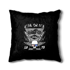 Подушка 3D с принтом Ride or Die в Ухте, наволочка – 100% полиэстер, наполнитель – холлофайбер (легкий наполнитель, не вызывает аллергию). | состоит из подушки и наволочки. Наволочка на молнии, легко снимается для стирки | 3d | avto | motors | авто | два колеса | железо | колеса | машина | мотоцикл | надписи | череп | шлем