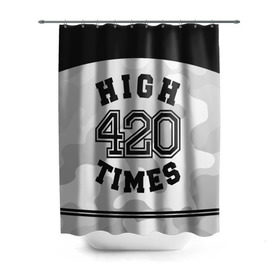 Штора 3D для ванной с принтом High Times 420 Camo в Ухте, 100% полиэстер | плотность материала — 100 г/м2. Стандартный размер — 146 см х 180 см. По верхнему краю — пластиковые люверсы для креплений. В комплекте 10 пластиковых колец | camouflage | камо | камуфляж