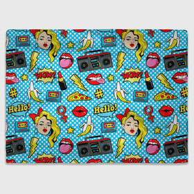 Плед 3D с принтом Девочка из комикса в Ухте, 100% полиэстер | закругленные углы, все края обработаны. Ткань не мнется и не растягивается | паттерн | поп арт | яркий