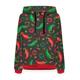 Женская толстовка 3D Перчики: в Ухте, 100% полиэстер  | двухслойный капюшон со шнурком для регулировки, мягкие манжеты на рукавах и по низу толстовки, спереди карман-кенгуру с мягким внутренним слоем. | еда | овощи | паттерн | перец