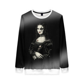 Женский свитшот 3D с принтом Мона Лиза Kiss в Ухте, 100% полиэстер с мягким внутренним слоем | круглый вырез горловины, мягкая резинка на манжетах и поясе, свободная посадка по фигуре | джин симмонс | картина | пол стэнли | эйс фрейли