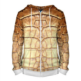 Мужская толстовка 3D на молнии с принтом Крокодил в Ухте, 100% полиэстер | длина до линии бедра, манжеты и пояс оформлены мягкой тканевой резинкой, двухслойный капюшон со шнурком для регулировки, спереди молния, по бокам два кармана | Тематика изображения на принте: аллигатор | варан | игуана | кайман | кожа | крокодил | питон | ящерица