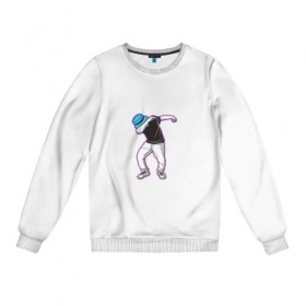 Женский свитшот хлопок с принтом Dab Boy в Ухте, 100% хлопок | прямой крой, круглый вырез, на манжетах и по низу широкая трикотажная резинка  | 