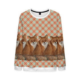 Мужской свитшот 3D с принтом Банда лис в Ухте, 100% полиэстер с мягким внутренним слоем | круглый вырез горловины, мягкая резинка на манжетах и поясе, свободная посадка по фигуре | Тематика изображения на принте: клетка | лиса
