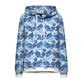 Мужская толстовка 3D с принтом Гжель в Ухте, 100% полиэстер | двухслойный капюшон со шнурком для регулировки, мягкие манжеты на рукавах и по низу толстовки, спереди карман-кенгуру с мягким внутренним слоем. | роспись | цветы