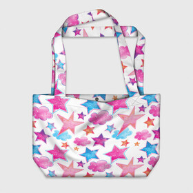 Пляжная сумка 3D с принтом Звезда в Ухте, 100% полиэстер | застегивается на металлическую кнопку; внутренний карман застегивается на молнию. Стенки укреплены специальным мягким материалом, чтобы защитить содержимое от несильных ударов
 | графика | облако | рисунок
