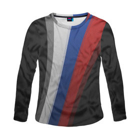 Женский лонгслив 3D с принтом Sport Russia в Ухте, 100% полиэстер | длинные рукава, круглый вырез горловины, полуприлегающий силуэт | flag | патриот | россия | русский | спорт | флаг