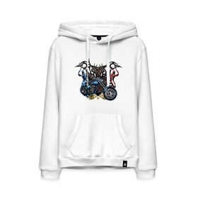 Мужская толстовка хлопок Крутой Харлей: в Ухте, френч-терри, мягкий теплый начес внутри (100% хлопок) | карман-кенгуру, эластичные манжеты и нижняя кромка, капюшон с подкладом и шнурком | байкер | звезда | мотоцикл | огонь | узор