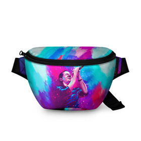 Поясная сумка 3D с принтом Chester Bennington в Ухте, 100% полиэстер | плотная ткань, ремень с регулируемой длиной, внутри несколько карманов для мелочей, основное отделение и карман с обратной стороны сумки застегиваются на молнию | art | chester bennington | рок