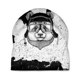Шапка 3D с принтом Панда Гонщик в Ухте, 100% полиэстер | универсальный размер, печать по всей поверхности изделия | 3d | motor bicycle | motorbike | motorcycle | авто | автомобильные | водитель | животные | кот | механик | мотоциклист | очки | панда