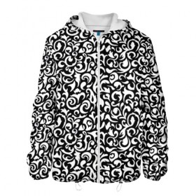 Мужская куртка 3D с принтом Винтажные листья в Ухте, ткань верха — 100% полиэстер, подклад — флис | прямой крой, подол и капюшон оформлены резинкой с фиксаторами, два кармана без застежек по бокам, один большой потайной карман на груди. Карман на груди застегивается на липучку | 