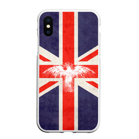Чехол для iPhone XS Max матовый с принтом Флаг Англии с белым орлом в Ухте, Силикон | Область печати: задняя сторона чехла, без боковых панелей | london | англия | белый | брызги | великобритания | империя | клякса | крылья | лондон | необычный | объеденное королевство | орел | птица | символ | сокол | туманный альбион | флаг