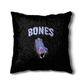 Подушка 3D с принтом Bones в Ухте, наволочка – 100% полиэстер, наполнитель – холлофайбер (легкий наполнитель, не вызывает аллергию). | состоит из подушки и наволочки. Наволочка на молнии, легко снимается для стирки | bones