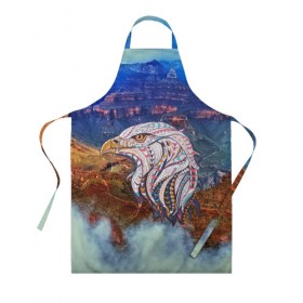 Фартук 3D с принтом eagle в Ухте, 100% полиэстер | общий размер — 65 х 85 см, ширина нагрудника — 26 см, горловина — 53 см, длина завязок — 54 см, общий обхват в поясе — 173 см. Принт на завязках и на горловине наносится с двух сторон, на основной части фартука — только с внешней стороны | aquila | bird | eagle | orel | usa | америка | арт | горы | каньон | небо | облака | орел | птицы | ястреб