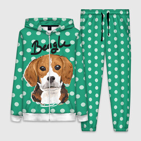 Женский костюм 3D с принтом Бигль в Ухте,  |  | beagle | арт | гончая | горошек | животное | кружочек | пес | собака | текстура