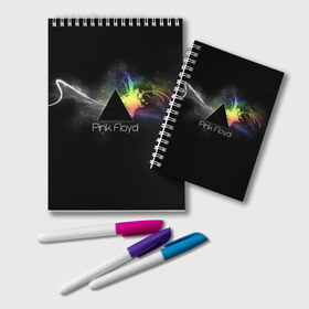 Блокнот с принтом Pink Floyd Logo в Ухте, 100% бумага | 48 листов, плотность листов — 60 г/м2, плотность картонной обложки — 250 г/м2. Листы скреплены удобной пружинной спиралью. Цвет линий — светло-серый
 | Тематика изображения на принте: англия | басы | британия | гитара | группа | дым | космос | логотип | музыка | песни | пинк флойд | призма | радуга | рок | свет