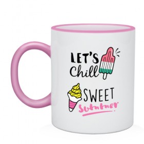 Кружка двухцветная с принтом Летние радости в Ухте, керамика | объем — 330 мл, диаметр — 80 мм. Цветная ручка и кайма сверху, в некоторых цветах — вся внутренняя часть | Тематика изображения на принте: 