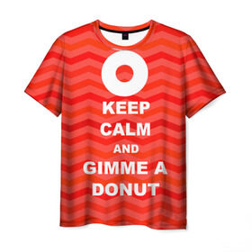 Мужская футболка 3D с принтом Gimme a donut в Ухте, 100% полиэфир | прямой крой, круглый вырез горловины, длина до линии бедер | Тематика изображения на принте: keep calm | полосы | сериал | твин пикс | текстура | фильмы
