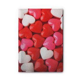Обложка для автодокументов с принтом Candy в Ухте, натуральная кожа |  размер 19,9*13 см; внутри 4 больших “конверта” для документов и один маленький отдел — туда идеально встанут права | heart | love | любовь | сердца