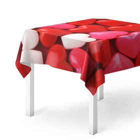 Скатерть 3D Candy: в Ухте, 100% полиэстер (ткань не мнется и не растягивается) | Размер: 150*150 см | heart | love | любовь | сердца