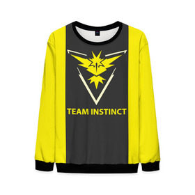 Мужской свитшот 3D с принтом Team instinct в Ухте, 100% полиэстер с мягким внутренним слоем | круглый вырез горловины, мягкая резинка на манжетах и поясе, свободная посадка по фигуре | game | игра | игрок | инстинкт | пикачу | покемон