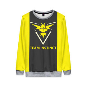 Женский свитшот 3D с принтом Team instinct в Ухте, 100% полиэстер с мягким внутренним слоем | круглый вырез горловины, мягкая резинка на манжетах и поясе, свободная посадка по фигуре | game | игра | игрок | инстинкт | пикачу | покемон
