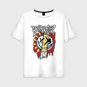 Женская футболка хлопок Oversize с принтом MIXED UP Blink-182 в Ухте, 100% хлопок | свободный крой, круглый ворот, спущенный рукав, длина до линии бедер
 | 3 | mixed | rock | музыка | рок | череп