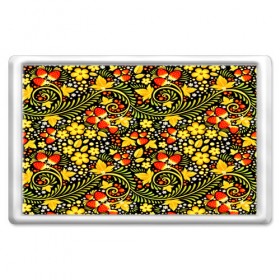 Магнит 45*70 с принтом Khokhloma pattern в Ухте, Пластик | Размер: 78*52 мм; Размер печати: 70*45 | 