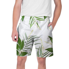 Мужские шорты 3D с принтом Растительность в Ухте,  полиэстер 100% | прямой крой, два кармана без застежек по бокам. Мягкая трикотажная резинка на поясе, внутри которой широкие завязки. Длина чуть выше колен | природа | цветы