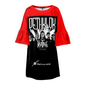 Детское платье 3D с принтом Metalocalypse (Dethklok) 6 в Ухте, 100% полиэстер | прямой силуэт, чуть расширенный к низу. Круглая горловина, на рукавах — воланы | dethklok | metalocalypse