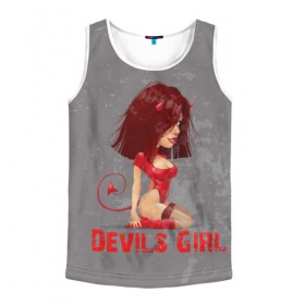 Мужская майка 3D с принтом Devils Girl в Ухте, 100% полиэстер | круглая горловина, приталенный силуэт, длина до линии бедра. Пройма и горловина окантованы тонкой бейкой | Тематика изображения на принте: devils girl |   дьявол | грешница | люцифер | сатана