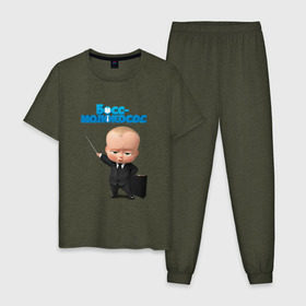 Мужская пижама хлопок с принтом Boss Baby в Ухте, 100% хлопок | брюки и футболка прямого кроя, без карманов, на брюках мягкая резинка на поясе и по низу штанин
 | Тематика изображения на принте: boss baby | босс | мультфильмы