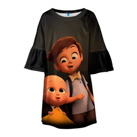 Детское платье 3D с принтом Boss Baby в Ухте, 100% полиэстер | прямой силуэт, чуть расширенный к низу. Круглая горловина, на рукавах — воланы | boss baby | босс | молокосос | мультфильмы