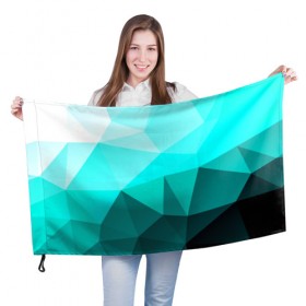 Флаг 3D с принтом Green geometric в Ухте, 100% полиэстер | плотность ткани — 95 г/м2, размер — 67 х 109 см. Принт наносится с одной стороны | abstraction | абстракция | геометрия | грани | линии | полигоны | сочетания | текстура | треугольники
