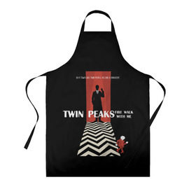 Фартук 3D с принтом Twin Peaks в Ухте, 100% полиэстер | общий размер — 65 х 85 см, ширина нагрудника — 26 см, горловина — 53 см, длина завязок — 54 см, общий обхват в поясе — 173 см. Принт на завязках и на горловине наносится с двух сторон, на основной части фартука — только с внешней стороны | twin peaks | агент дейл  купер | арт | сериал | твин пикс | фильмы