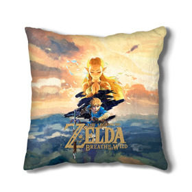 Подушка 3D с принтом The Legend of Zelda в Ухте, наволочка – 100% полиэстер, наполнитель – холлофайбер (легкий наполнитель, не вызывает аллергию). | состоит из подушки и наволочки. Наволочка на молнии, легко снимается для стирки | Тематика изображения на принте: breath of the wild | the legend of zelda