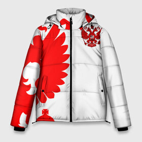 Мужская зимняя куртка 3D с принтом Russia - White collection в Ухте, верх — 100% полиэстер; подкладка — 100% полиэстер; утеплитель — 100% полиэстер | длина ниже бедра, свободный силуэт Оверсайз. Есть воротник-стойка, отстегивающийся капюшон и ветрозащитная планка. 

Боковые карманы с листочкой на кнопках и внутренний карман на молнии. | 0x000000123 | russia | white | герб | россия | спорт