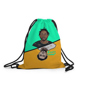 Рюкзак-мешок 3D с принтом Kendrick Lamar в Ухте, 100% полиэстер | плотность ткани — 200 г/м2, размер — 35 х 45 см; лямки — толстые шнурки, застежка на шнуровке, без карманов и подкладки | Тематика изображения на принте: k dot | kendrick lamar | дакворт | двуликий | карта | картинка | кендрик | король | король хип хопа | ламар | лицо | музыкант | певец | репер | рисунок | хип хоп