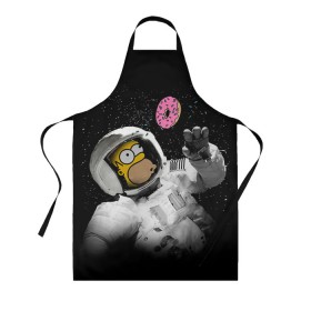 Фартук 3D с принтом Space Homer в Ухте, 100% полиэстер | общий размер — 65 х 85 см, ширина нагрудника — 26 см, горловина — 53 см, длина завязок — 54 см, общий обхват в поясе — 173 см. Принт на завязках и на горловине наносится с двух сторон, на основной части фартука — только с внешней стороны | homer | simpsons | гомер | симпсон | симпсоны
